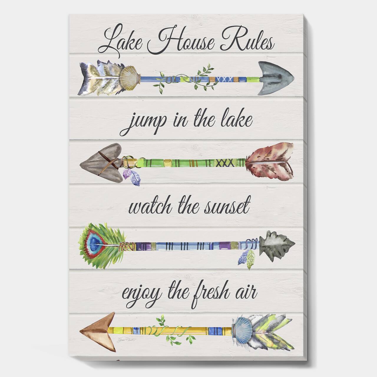 Designart - Sentimental Arrows-Lake House Rules - Lake House Gallery-wrapped Canvas
